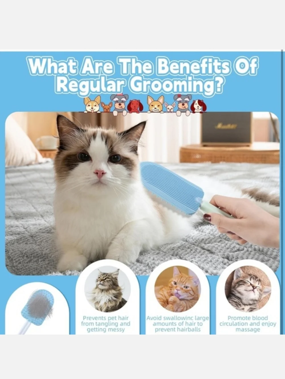 Dual Pack Silicone Pet Brush - Mint & Baby Blue